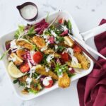 Zucchini salad and 30-minute haloumi schnitzel
