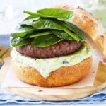 Beef burgers with spinach and feta