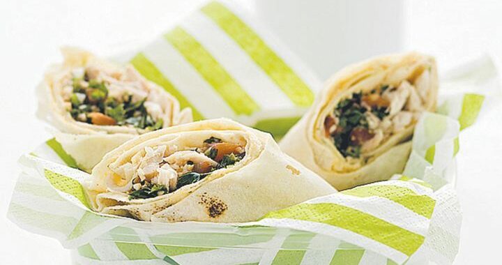 Chicken, hummus and tabbouleh wrap