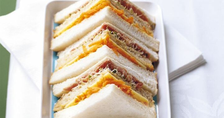 Decker ham and cheese sandwich