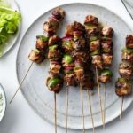 Pork skewers with honey and soy