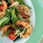 Salade de haricots ailés et crevettes grillées