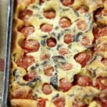 Clafoutis with cherry tomatoes and black olives