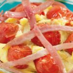 Clafoutis with tomatoes and ham