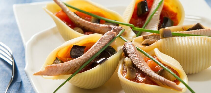 Conchiglioni stuffed with sardines