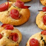 Savory cookies with ham, basil, parmesan