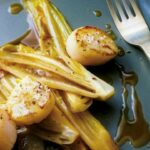 Scallops on a bed of caramelized endives