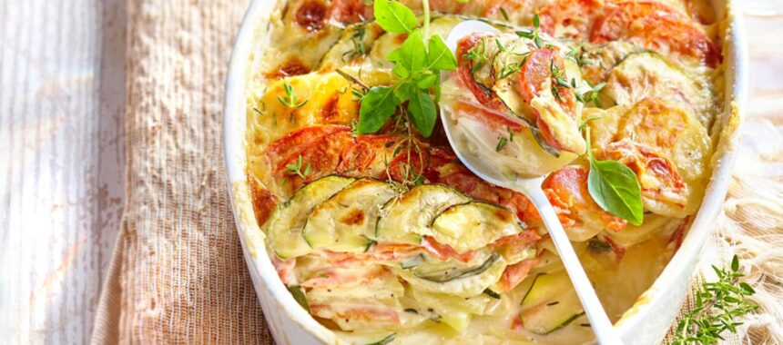 Provençal gratin with goat cheese