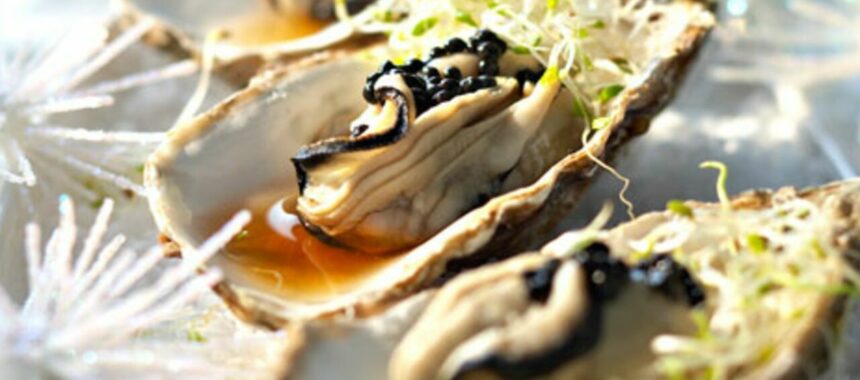 Oysters poached in beer