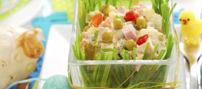 Mixed vegetables with ham for Easter