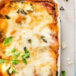 Vegetarian lasagna with green lentils