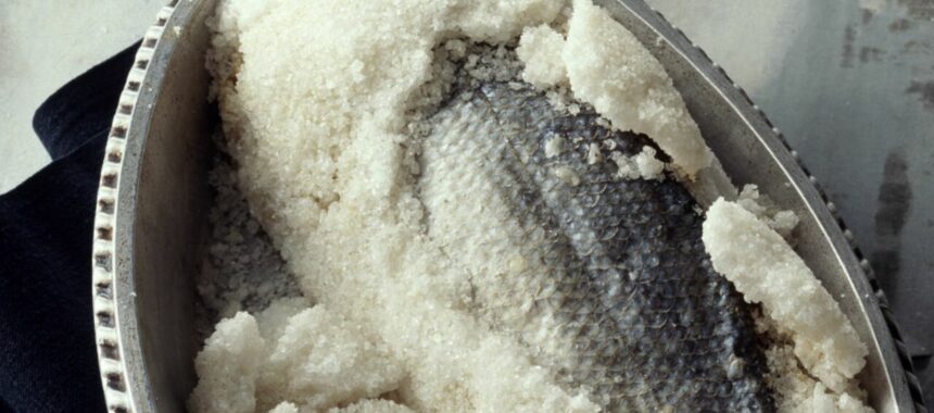 Sea bass in a salt crust