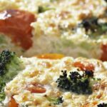 Quiche with broccoli, St Marcellin and cherry tomatoes