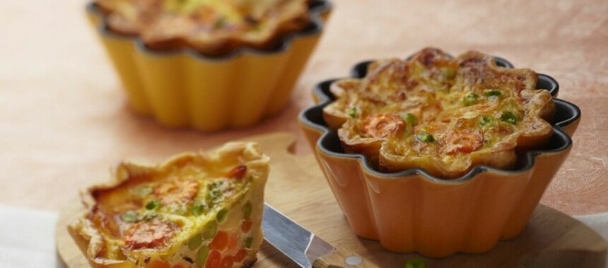 Vegetable and cantal cheese quiche