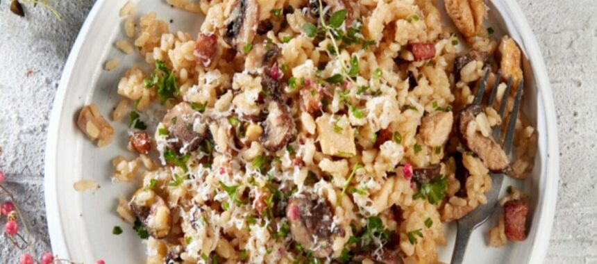Bacon and herb mushroom risotto