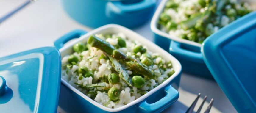 Green risotto with cream cheese