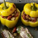 Rolls of veal and stuffed peppers