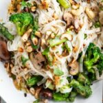Asian noodle salad with broccoli and cashews