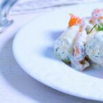 Potato salad and gravlax salmon