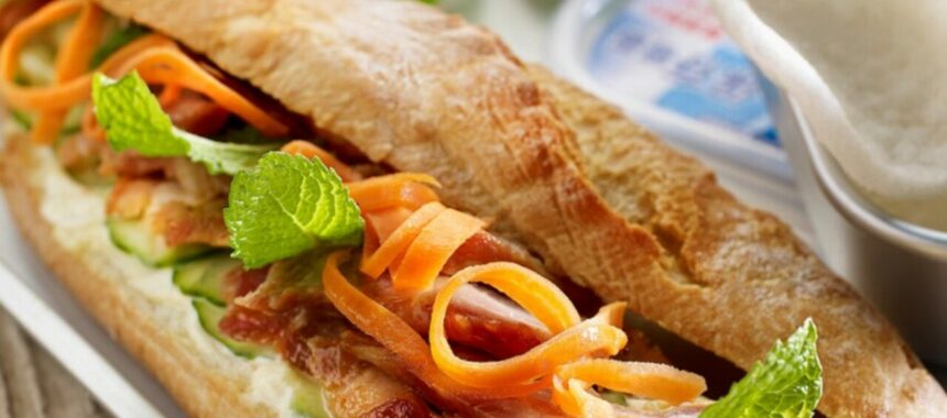Vietnamese glazed pork sandwich