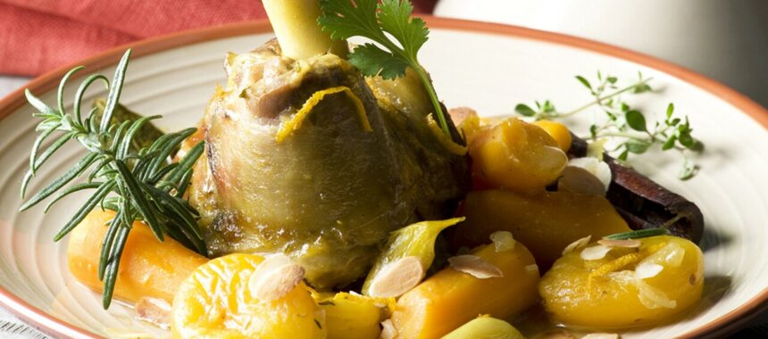 Lamb tagine with apricots and orange