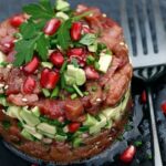 Beef tartare with avocado and pomegranate