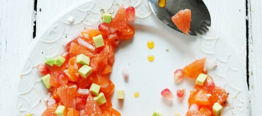 Salmon tartare and Florida grapefruit