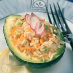 Avocado with rice salad