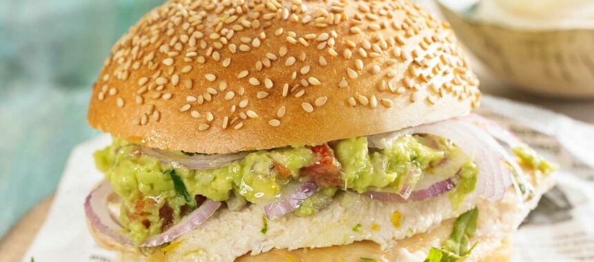 Chicken and avocado burger