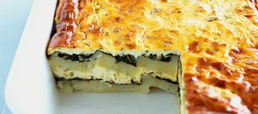 Potato gratin with ricotta and spinach