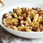 Penne with Chestnuts, Mushrooms and Bacon