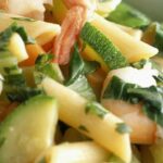 Penne with prawns and zucchini