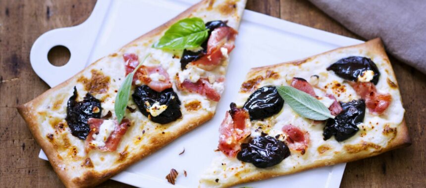 Bacon and prune pizza