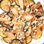 Skillet of zucchini with smoked salmon in 7 minutes