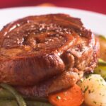 Braised veal breast and baby vegetables