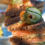 Mini club sandwiches with smoked trout