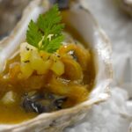 Oysters and apples au gratin with cider