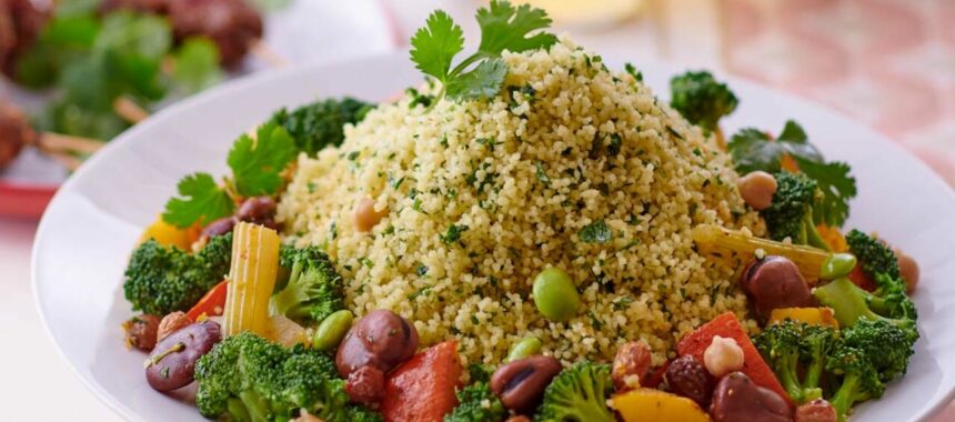 Green Couscous with beans and chickpeas