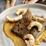 Buckwheat crepe with spider crab and langoustines