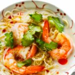 Noodles with prawns and coconut broth