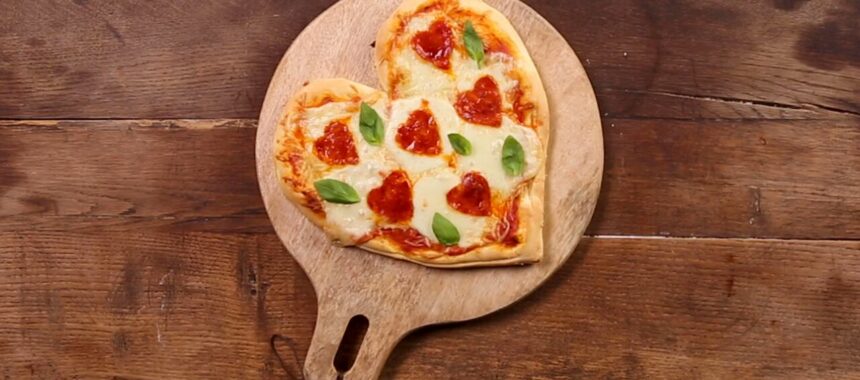 Chorizo heart pizza