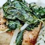 Salmon with basil and spiced rice