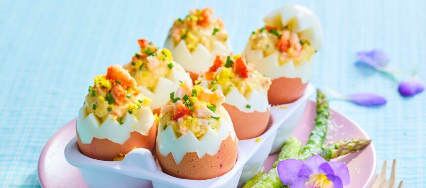 Easter starter mimosa egg with crab