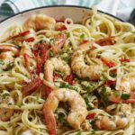 Linguine with prawns, chili and parmesan