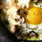 Autumn casserole egg (pumpkin, mushrooms and chestnuts)