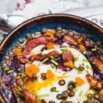Poached egg with lentils