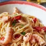 Spaghettis aux langoustines et tomates confites