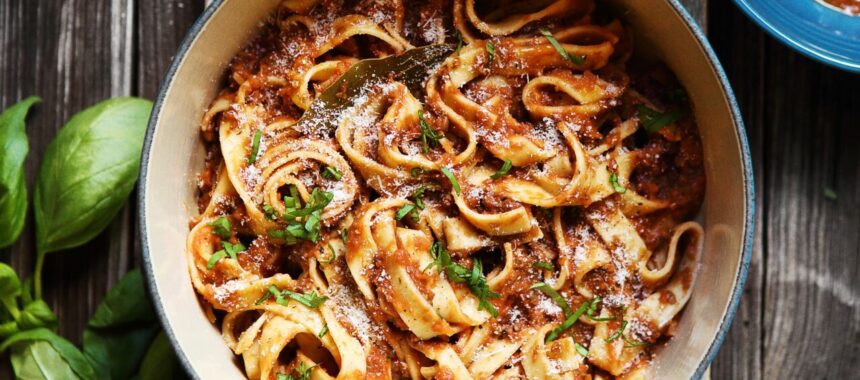 Tagliatelle with Vegetarian Bolognese Sauce
