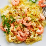 Tagliatelle with prawns and lime cream