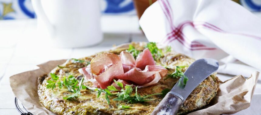 Tortilla with herbs and Bayonne ham